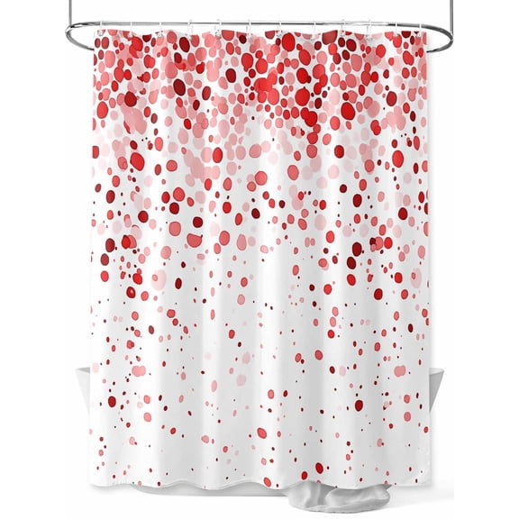 Red Polka Dot Shower Curtain, Watercolor Red Gradient Abstract Modern Waterproof Shower Curtain Set with 12 Hooks Lightweight Washable Fabric Shower Curtains for Bathroom 72x72 Inches
