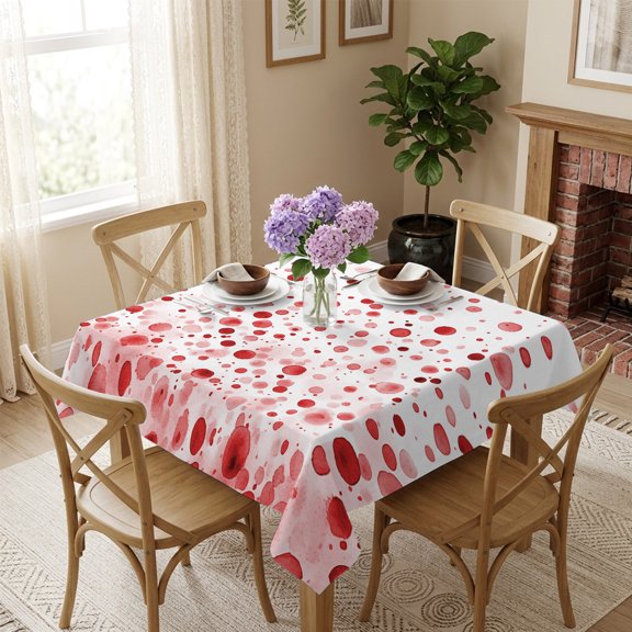Red Polka Dot Square Tablecloth 54x54 Inch Modern Art Waterproof Polyester Table Cover, Washable Stain Resistant Tablecloth for Dining Table Kitchen Wedding