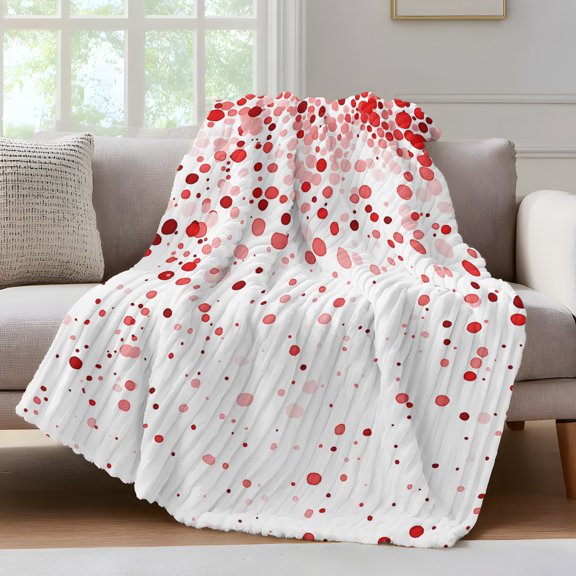 Red Polka Dot Throw Blanket for Couch Watercolor Red Gradient Abstract Modern Soft and Warm Flannel 3D Striped Fluffy Fuzzy Fleece Blanket Lightweight Throw for Bed, Sofa 50 x 60 Inches