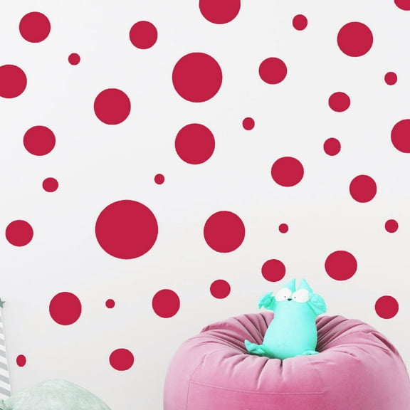 Red Polka Dot Wall Decals Vinyl Wall Dot Stickers Kids Room Decor Includes (63)Red Dots 1"-6.5"