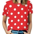 thumbnail image 1 of Red Polka Dots-1 Women's Short Sleeve Tops Casual Blouses T Shirt, 1 of 6