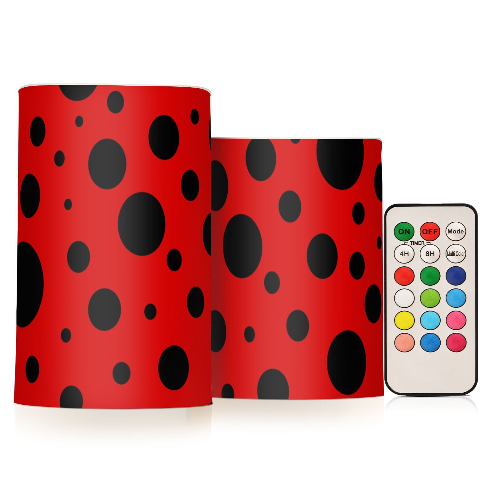 Red Polka Dots 2 PCS LED Flickering Flameless Candles with Remote