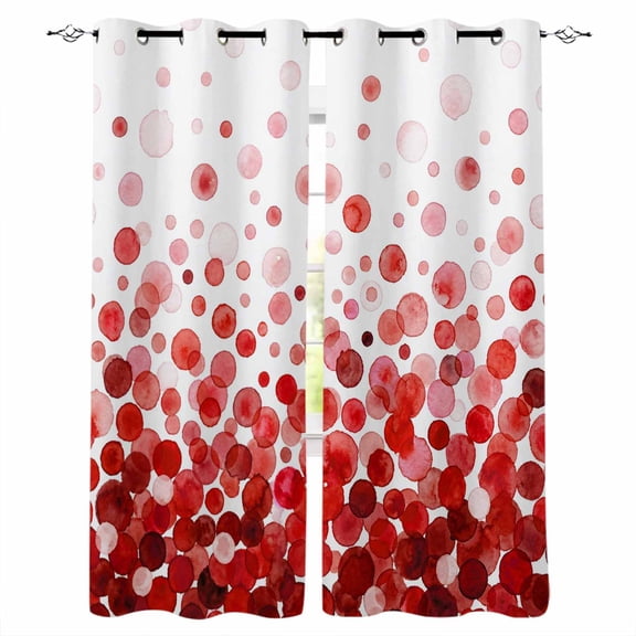 Red Polka Dots Blackout Curtains 96 Inch Length Watercolor Abstract Art Gradients Modern Thermal Insulated Window Curtain Window Drapes 2 Panels for Bedroom Living Room 52"Wx96"L