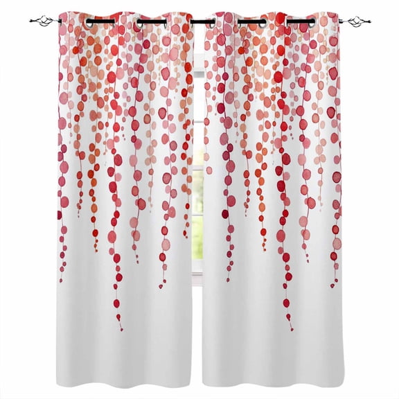 Red Polka Dots Blackout Curtains 96 Inches Long, Thermal Insualted Grommet Curtains & Drapes, Vintage Abstract Art Watercolor Room Darking Curtains for Living Room Bedroom Windows 2 Panels 52"W x96"L
