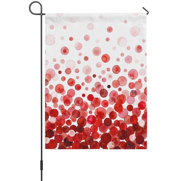Red Polka Dots Garden Flags For Outdoor, Watercolor Abstract Art Gradients Modern Small Double Side Yard Flags Weather Proof Garden Decor for Lawn Outside Holiday 12 x 18 Inches