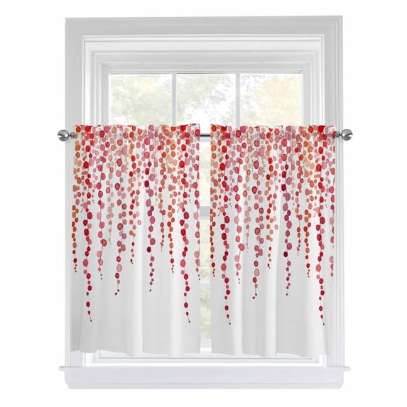Red Polka Dots Living Room Curtains 2 Panel, Vintage Abstract Art Watercolor Cafe Window Treatment, Farmhouse Bedroom Bathroom Kitchen Curtains Drapes 104"x54"