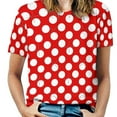 thumbnail image 1 of Red Polka Dots Pattern Women's Short Sleeve T-Shirt Crew Neck Casual Summer Trendy Loose Fit Tops, 1 of 6