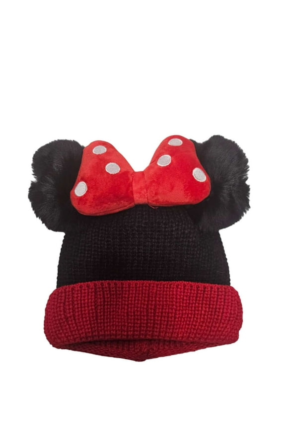 Red Polka Winter Minnie inspired Pom Beanie, Mickey minnie hat, winter hat , Mickey Minnie inspired , faux pearl beanie, Pom Pom hat / beanie