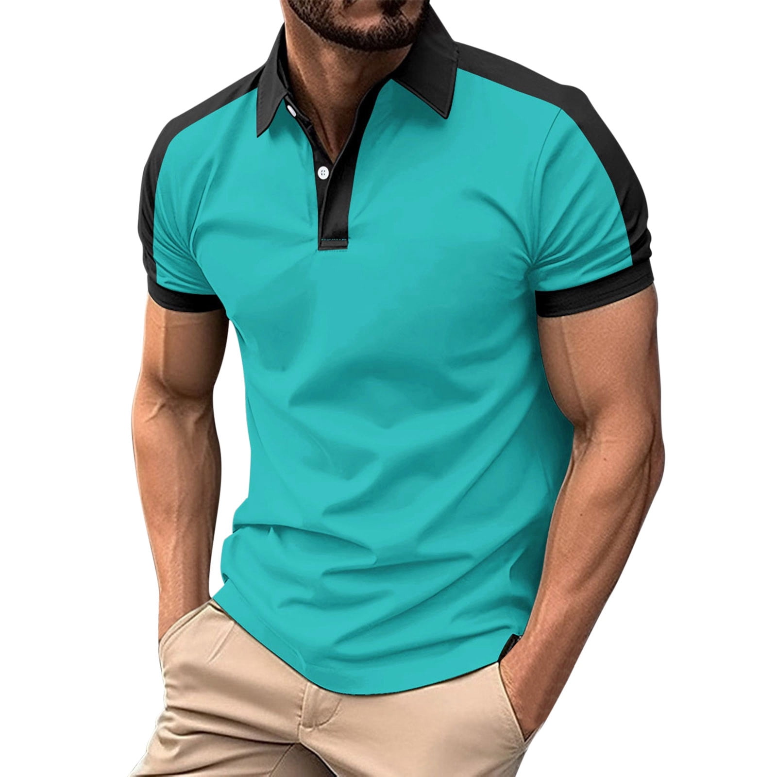 Red Polo Shirts for Men Men Polo Cotton Men's Golf Clothes for Men Work ...