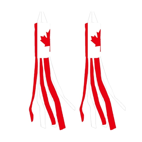 Red Polyester Canadian Windsock 100cm Length, Lightweight 70g, Outdoor Decorative Banner, Weather-Resistant, Double-Sided, with Swivel, for Garden, Patio, Festive Celebrations, Durable