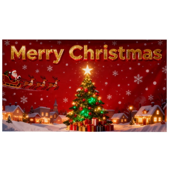 Red Polyester Heavy Duty Nylon Reinforced Outdoor Banner  Double Edges for Long Lasting Holiday Display, 480X210cm