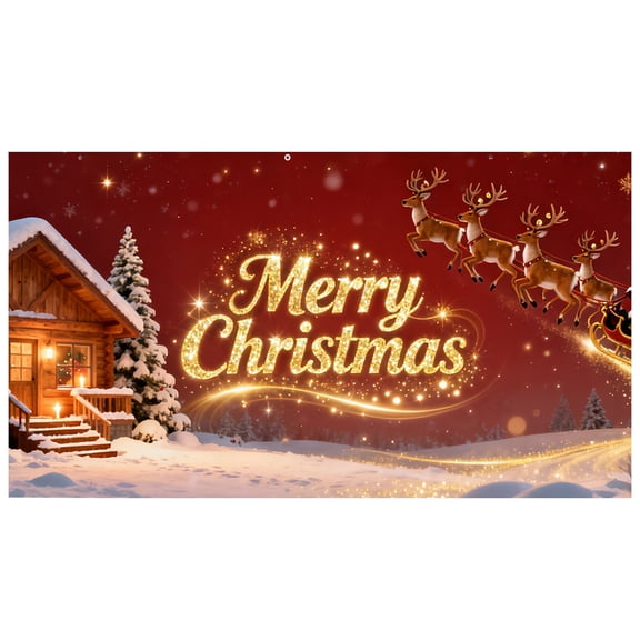 Red Polyester Heavy Duty Nylon Reinforced Outdoor Banner  Double Edges for Long Lasting Holiday Display, 480X210cm