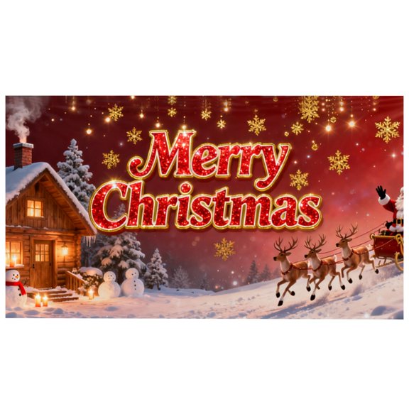 Red Polyester Heavy Duty Nylon Reinforced Outdoor Banner  Double Edges for Long Lasting Holiday Display, 480X210cm