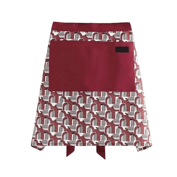 Red Polyester Kitchen Apron with Pockets, Waterproof and Oil-Resistant Adjustable Apron for Men and Women