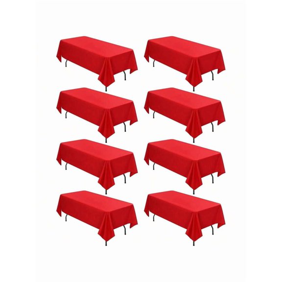 Red Polyester Rectangle Tablecloth 60x102 Inch 8 Pack