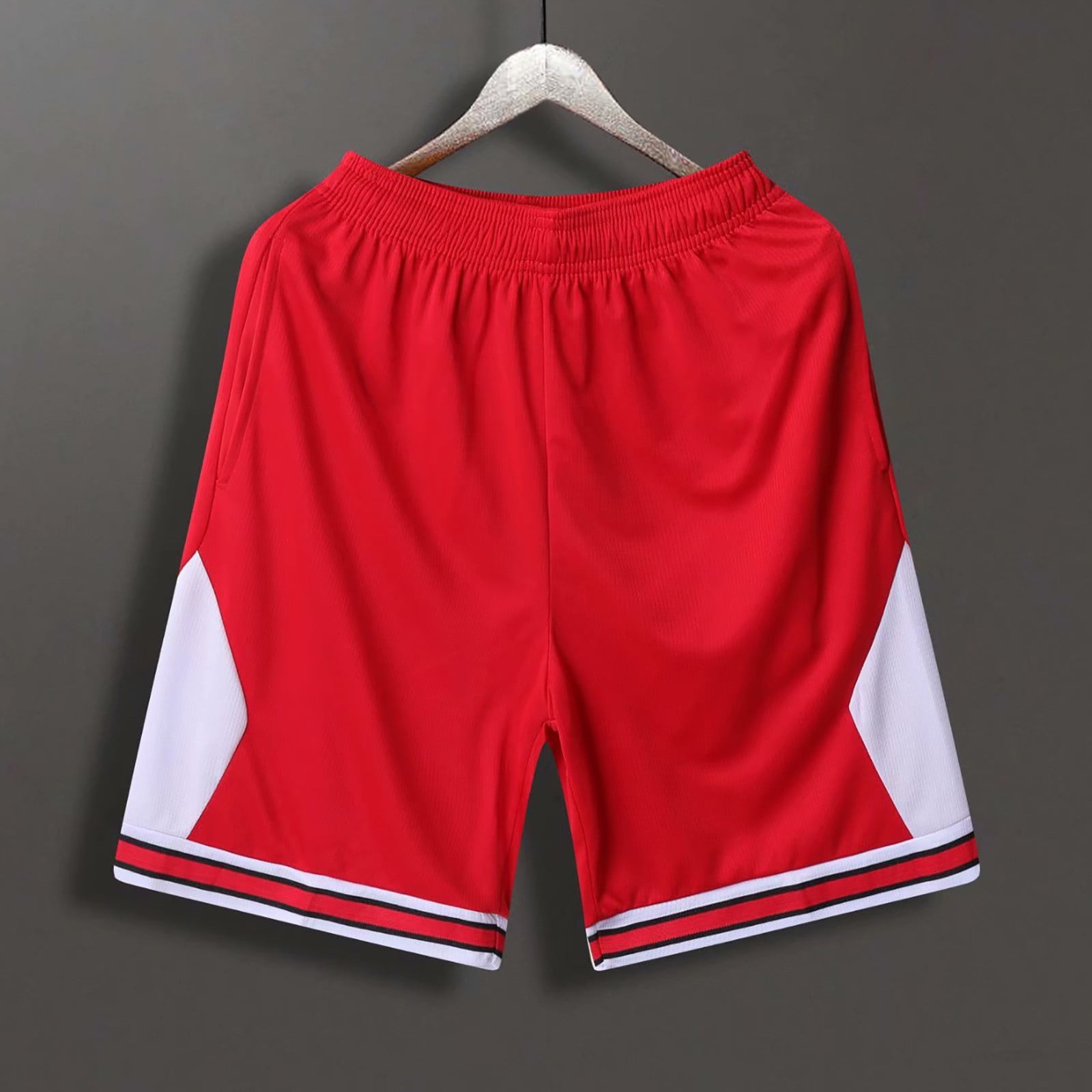 ★AMES-WORLDWIDE★BASKETBALL SHORT PANTS RED★正規品/送料込 Red Polyester Star Star Shorts Men's Gym Pants, Men's