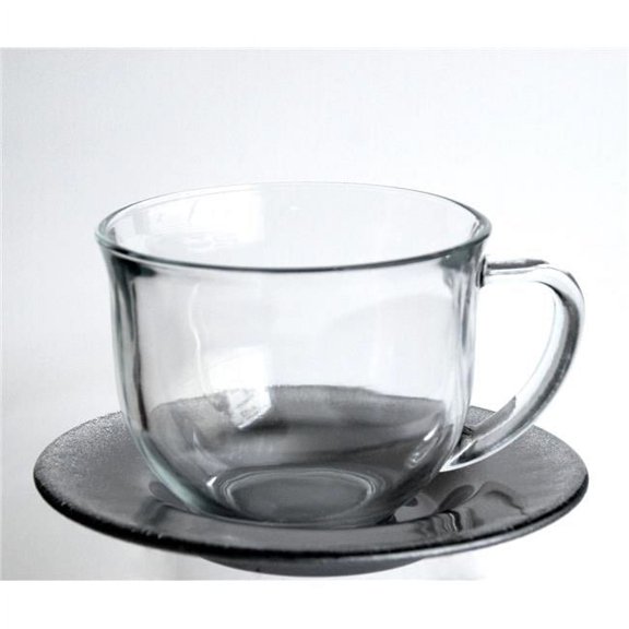 Red Pomegranate 8308-0 18 oz Ritz Jumbo Cup & Saucer, Taupe - Set of 2