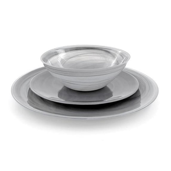 Red Pomegranate Collection 0808-7 Nuage Dinnerware Set, Graphite - 12 Piece