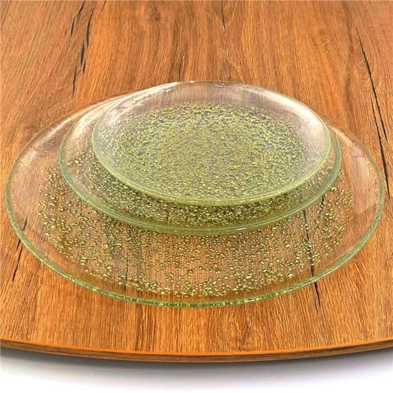 Red Pomegranate Collection 0964-1 Isla Dinner Plate Set, Clear & Gold - 12 Piece