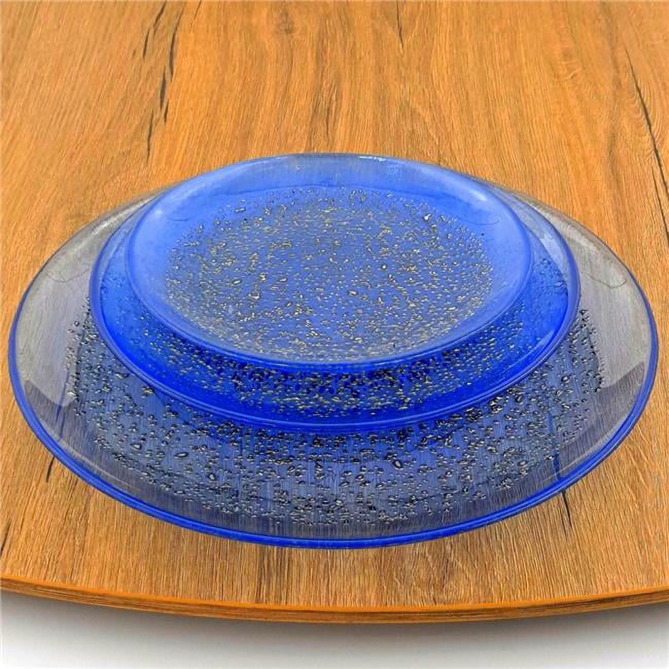 Indigo and Bronze Handcrafted Glass Dinner Plate Set