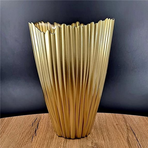 Red Pomegranate Collection 1119-1 12 in. Coral Vase, Gold