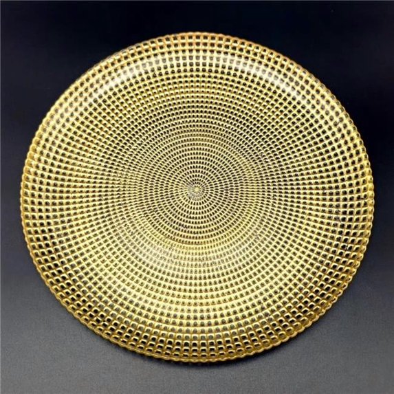Red Pomegranate Collection R1223-1 Helios Gilded Glass Dinner Plate, Gold