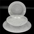 thumbnail image 1 of Red Pomegranate Collection R1248-2 Cabana Gilded Glass Dinnerware Set, Silver - Set of 18, 1 of 1