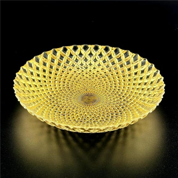 Red Pomegranate Collection R1254-1 Pavo Gilded Glass Soup Plate, Gold
