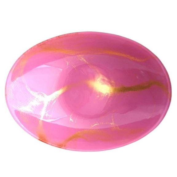 Red Pomegranate Thassos Oval Serving Bowl, Blush & Gold