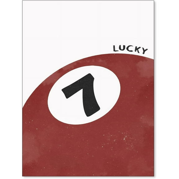 Red Pool Ball Posters Unique Y2K Cool Girly Wall Art Retro Trendy Lucky Number 7 Canvas Prints for Bar Cart Bedroom Dorm Wall Decor 12x16 inch Unframed