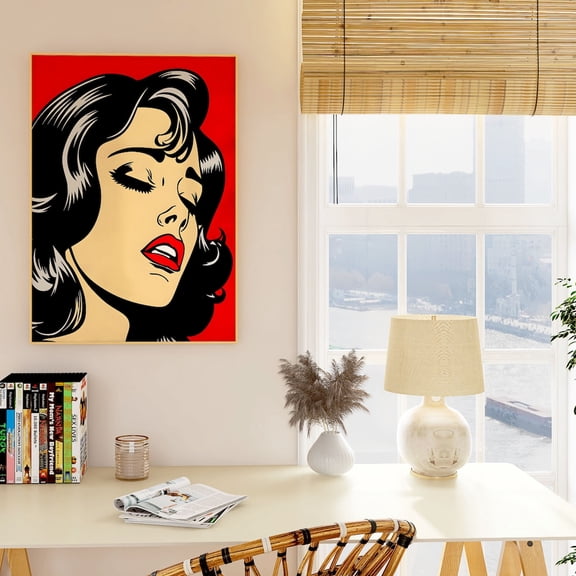 Red Pop Art Comic Girl, Crying Girl Pop Art, Retro Comic Style Home Decor, 1960S Pop Art Print, Vintage Comic Poster UNFRAMED PAPER POSTER, Home Decor, Vintage Gift, Living Room Dercor