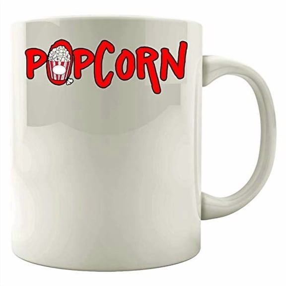 Red Popcorn Bucket 11 oz Coffee Mug - Movie Theme White Ceramic Gift