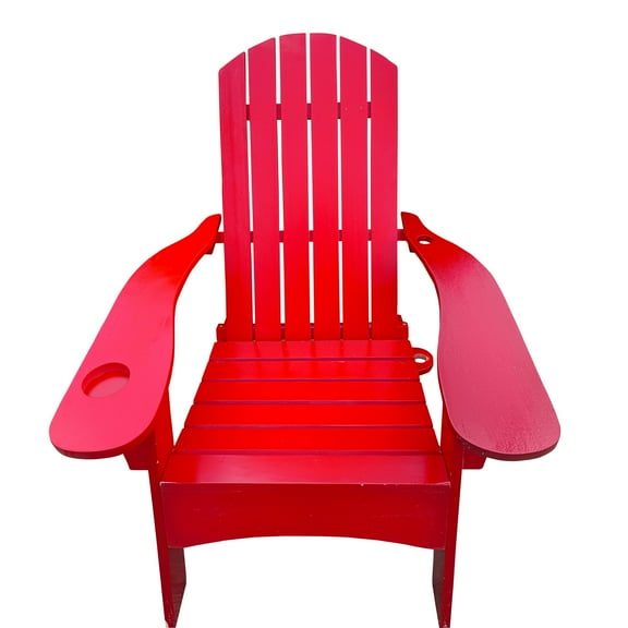 Red Poplar Wood Adirondack Chair for Patio, Deck, Garden - Comfortable Sloping Seat, Wide Armrest with Umbrella Hole, Easy Assembly, 264 LBS Capacity