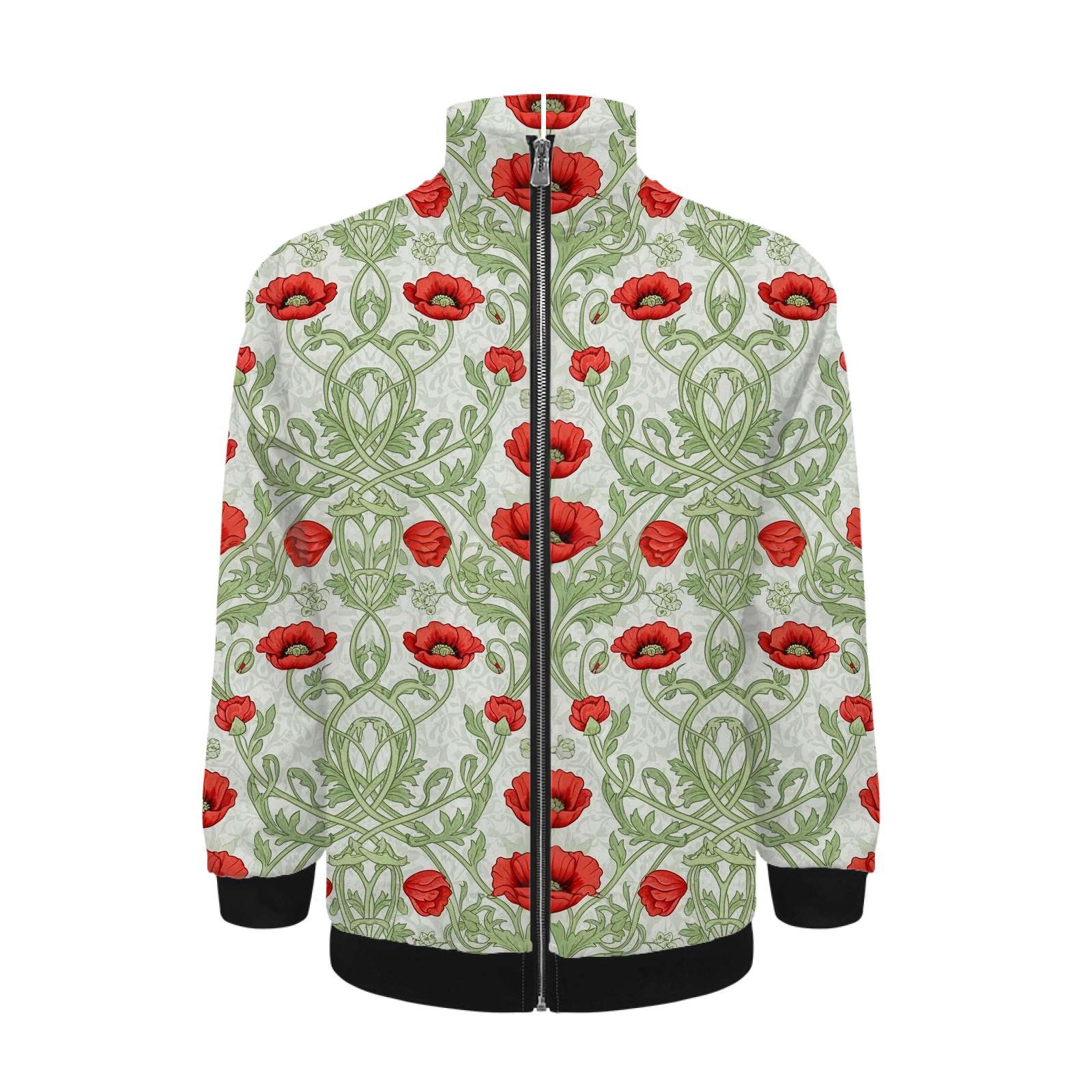 Poppy Jacket Red Poppies Elegant Floral Pattern Jacket Men's Street Cool Long ...