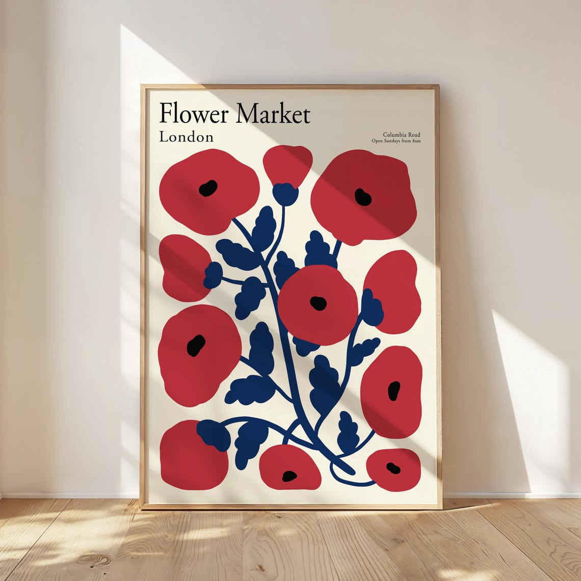 Red Poppies Flower Market Columbia Road London Wall Art Print, Travel ...