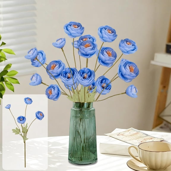 Red Poppies Flowers Artificial,22"Ranunculus Artificial Flowers,Plastic Flowers with Stems,Faux Flower Stems for Wedding,Party,Garden Outdoor Indoor Decor Flower Arrangements for Table (Red)