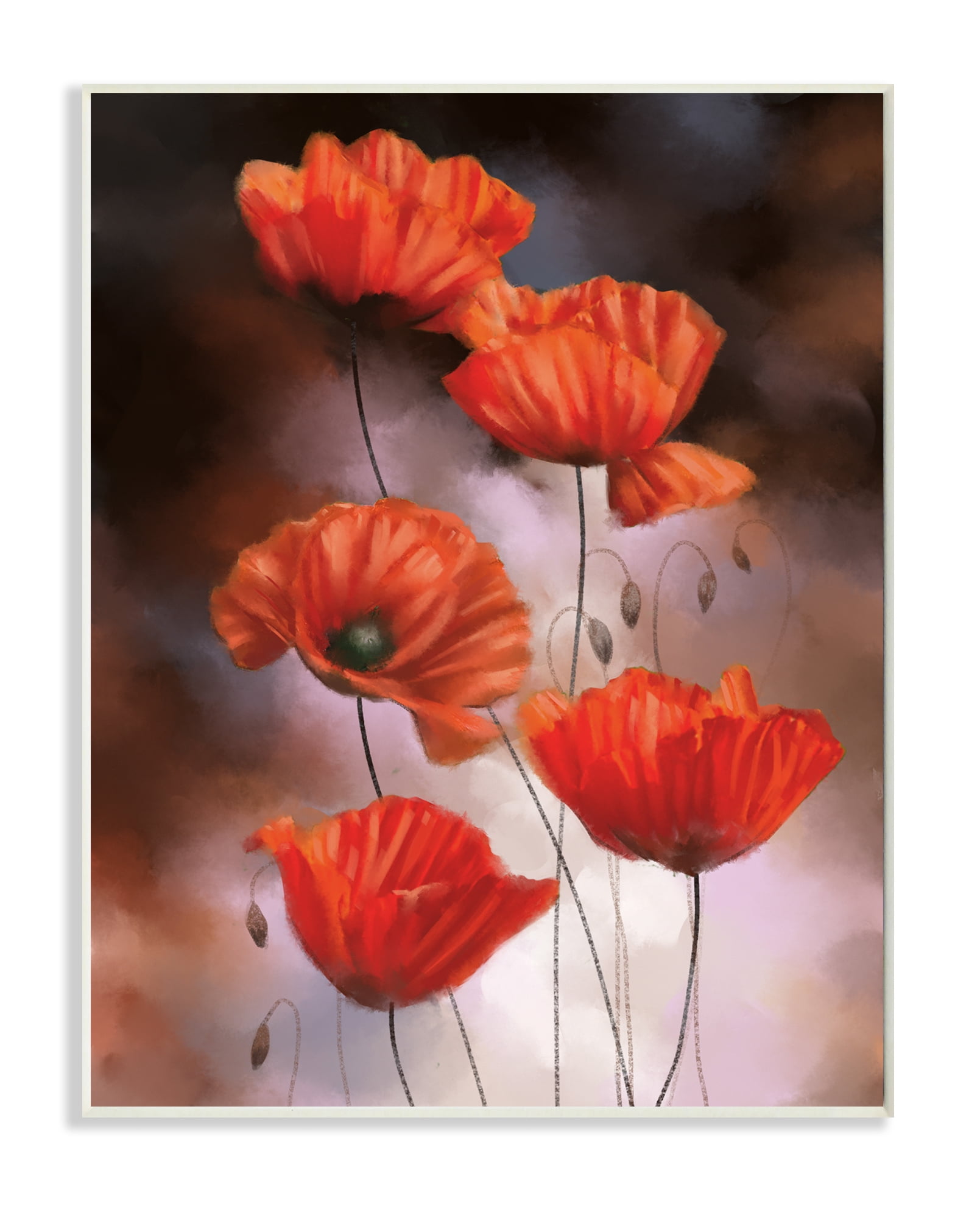 Red Poppies Rising Vibrant Floral Blossoms 13 in x 19 in Framed Painting Art Print, by Stupell Home Décor