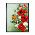 thumbnail image 1 of Red Poppies and White Anemones With Yellow Bird 12 in x 20 in Framed Painting Canvas Art Print, by Designart, 1 of 5