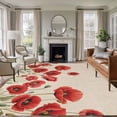 thumbnail image 1 of Red Poppy Area Rugs 5'x7', Washable Small Throw Rugs for Laundry Room Playroom, Spring Summer Farmhouse Flowers Rustic Burlap Indoor Outdoor Rug Non-Slip Low Pile Carpet Runner Reversible Floor Mats, 1 of 8