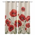 thumbnail image 1 of Red Poppy Blackout Curtains for Bedroom/Living Room, Thermal Insulated Kitchen Curtains, Spring Summer Farmhouse Flowers Rustic Burlap Grommet Darkening Window Treatment Drapes 52"x63"x2, 1 of 8