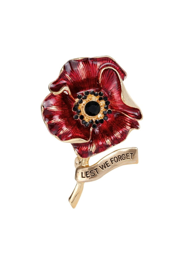 Red Poppy Brooches Remembrance Day Poppy Pin Poppy Flower Brooch Pins Rhinestone Flowers Brooch for Women Men