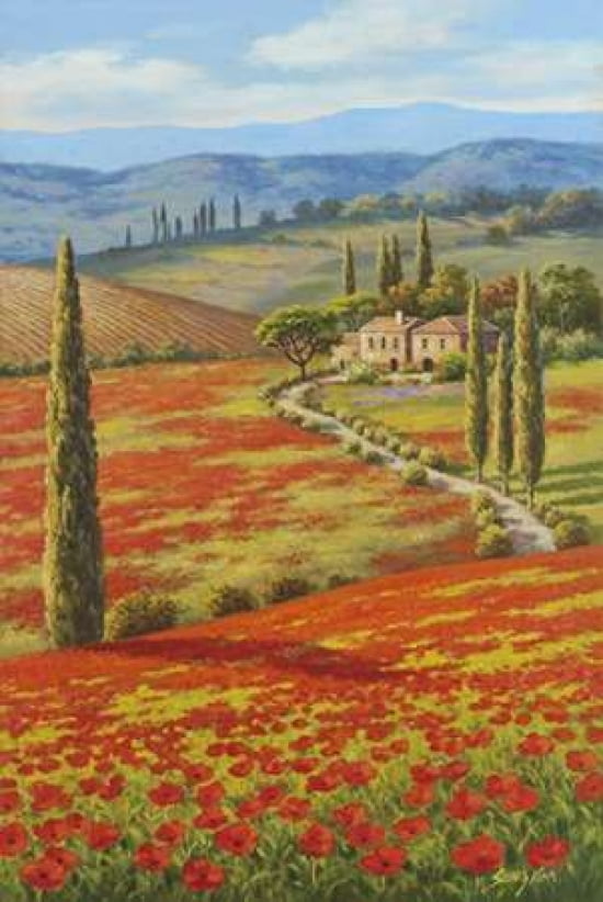 Red Poppy Field Canvas Art - Sung Kim (24 x 36)
