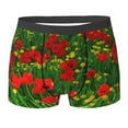Red Poppy Field Farm Meadow Landscape Print Underwear For Men,Soft