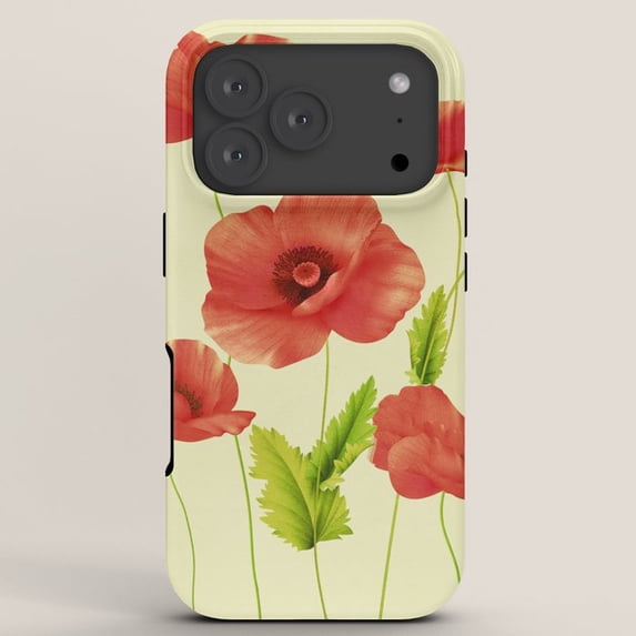 Red Poppy Floral Tough Phone Case for Apple iPhone, Polycarbonate Outer ...