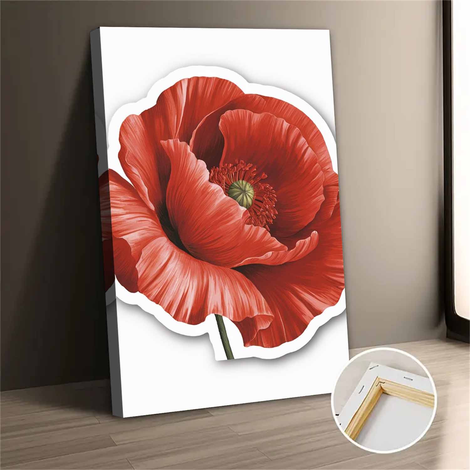 Red Poppy Flower Canvas Wall Art Print for Bedroom Living Room Decor ...
