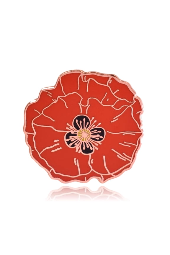 Red Poppy Flower Hard Enamel Lapel Pin