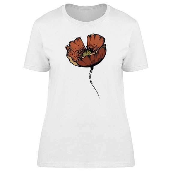 Red Poppy Flower In Cool Art Tee Women's -Image by Shutterstock
