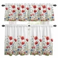 thumbnail image 1 of Red Poppy Flower Kitchen Curtains Sets for Windows 24 Inch Length, Blue Blooms Floral Country Boho Daisy Rod Pocket Window Treatments Tier Curtains and Valances Set for Bedroom/Bathroom, 1 of 8