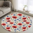 thumbnail image 1 of Red Poppy Flower Round Area Rug 4 FT, Non Slip Indoor Outdoor Rug, Blue Daisy Floral Patriotic 4th of July Washable Soft Circular Carpet Non-Shedding Floor Mat for Coffee Table Nursery Foyer Balcony, 1 of 8
