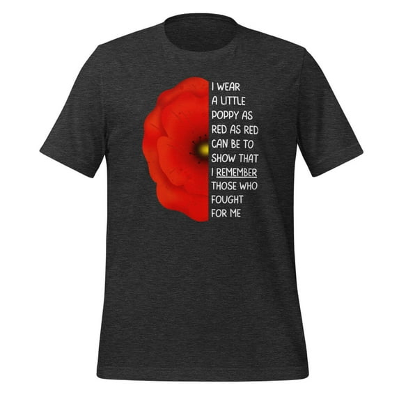 Red Poppy Flower Shirt Unisex Lest We Forget Shirt Veterans Day Shirt USA Memorial Shirt (Dark Grey Heather, 2XL)